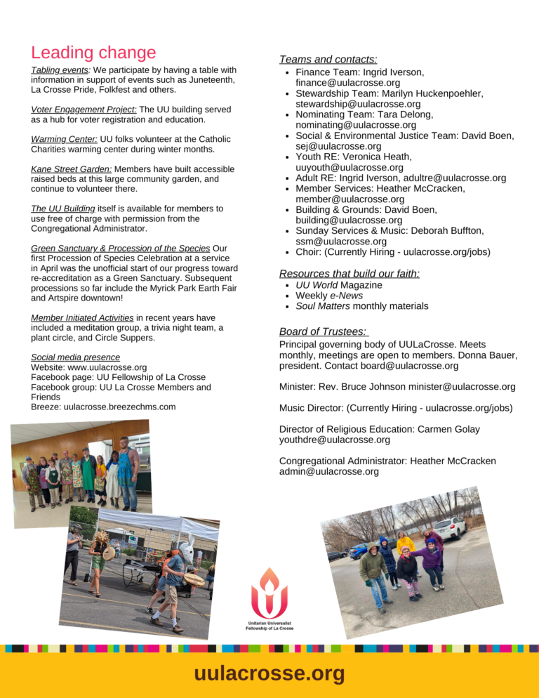 Volunteer Opportunities UU La Crosse